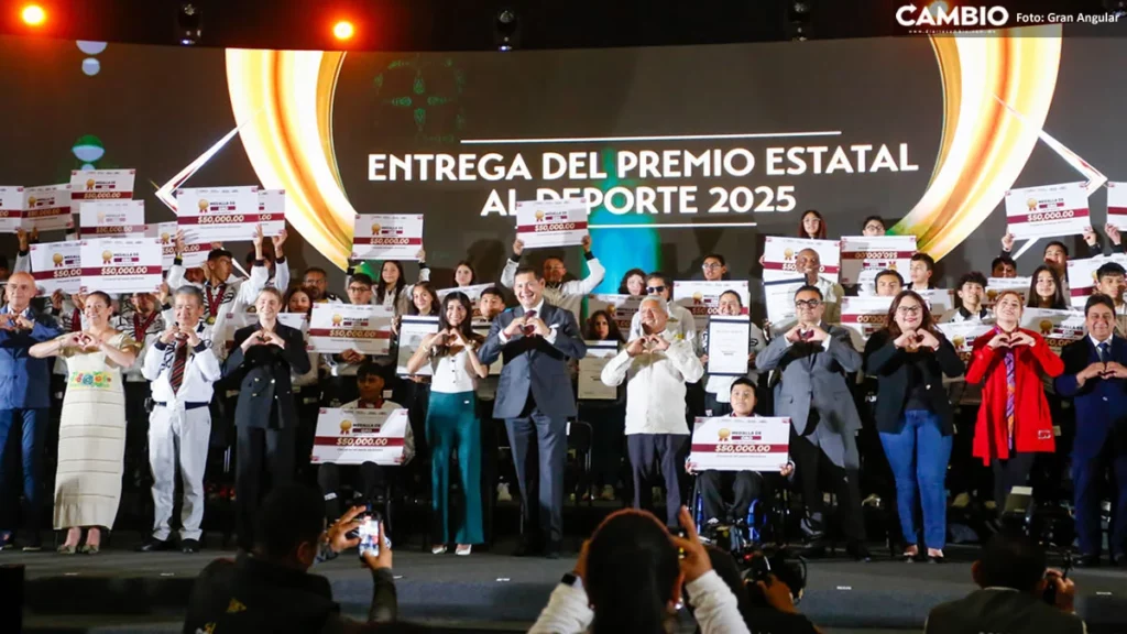 Puebla entrega el Premio Estatal del Deporte 2025: más de mil atletas reciben estímulos por casi 20 millones de pesos
